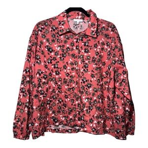 NWOT CALME BY JOHNNY WAS Coral Blouse with Floral Design - small